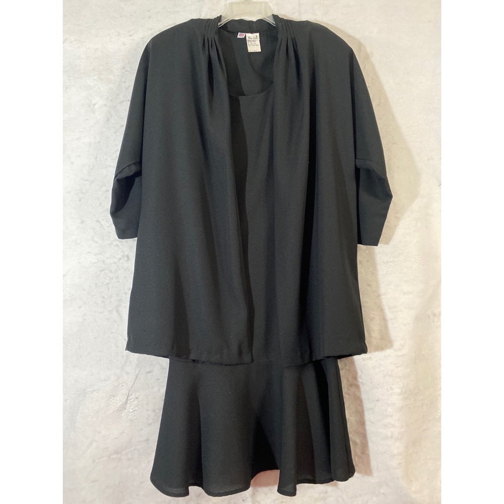 Mr. Joe Vintage 70s 2-Piece Black Shift Dress & Jacket Set Plus Size 16W